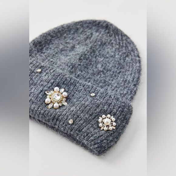 New Urban Outfitters Pearl & Rhinestone Deco Cuff Beanie main image 4